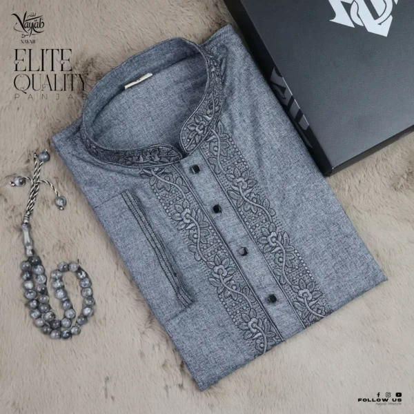 Nayab-panjabi-low-embodery-ash color